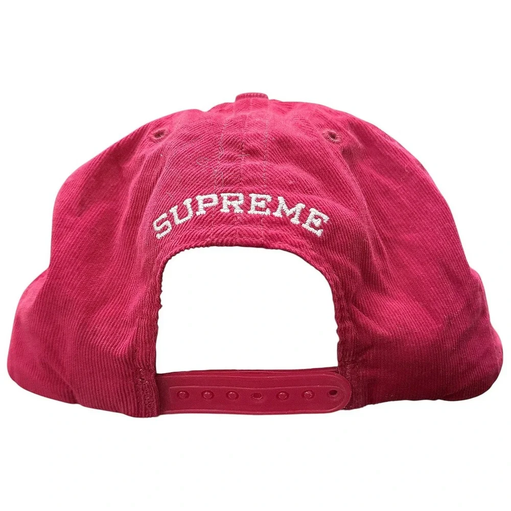 Supreme Champion Corduroy 5 Panel Red Snapback Hat Made in USA Season SS17